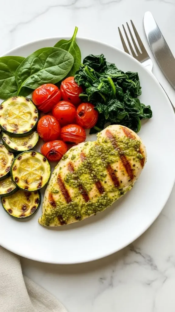 14. Pesto Chicken and Veggies (The Fancy Pantry Meal)