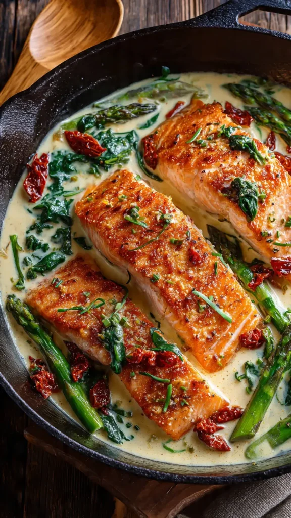 2. Tuscan Salmon and Asparagus Skillet (The Fancy-Looking One)