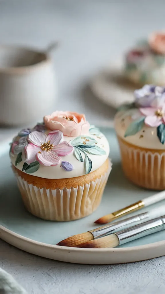 3. Floral Watercolor Baby in Bloom Cake Cupcakes