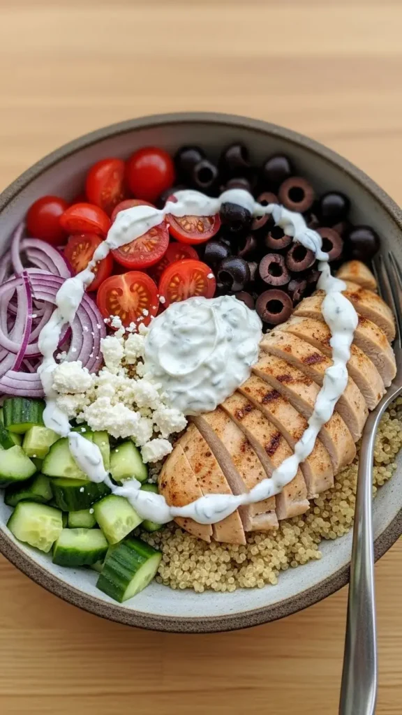 3. Greek Chicken Bowls (aka The One That Feels Fancy But Isn't)