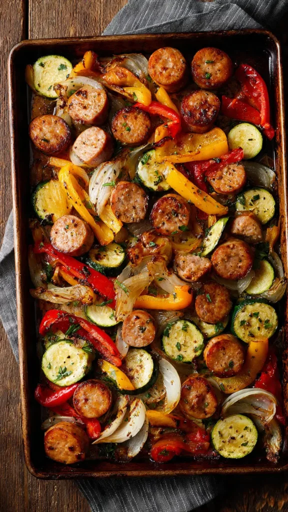 3. Sheet Pan Chicken Sausage and Veggies (The "Looks Like I Tried" Option)