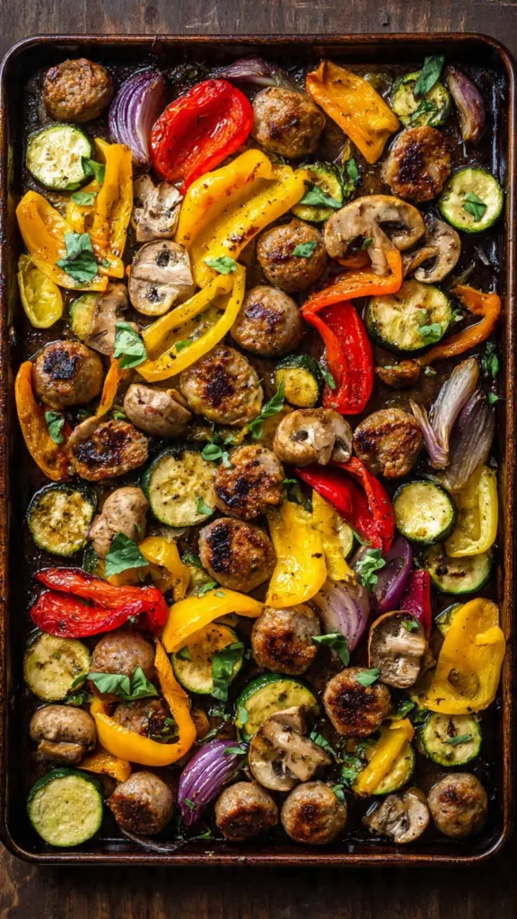 3. Spicy Sausage and Pepper Sheet Pan (The "Everything But The Kitchen Sink" Meal)