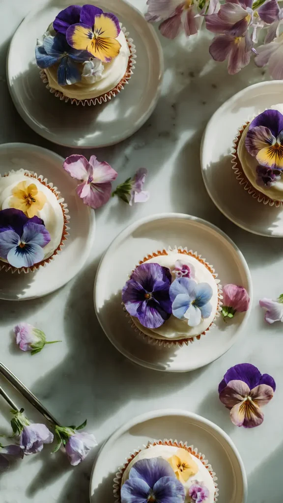 4. Pressed Flower Baby in Bloom Cupcakes (Real Flowers!)