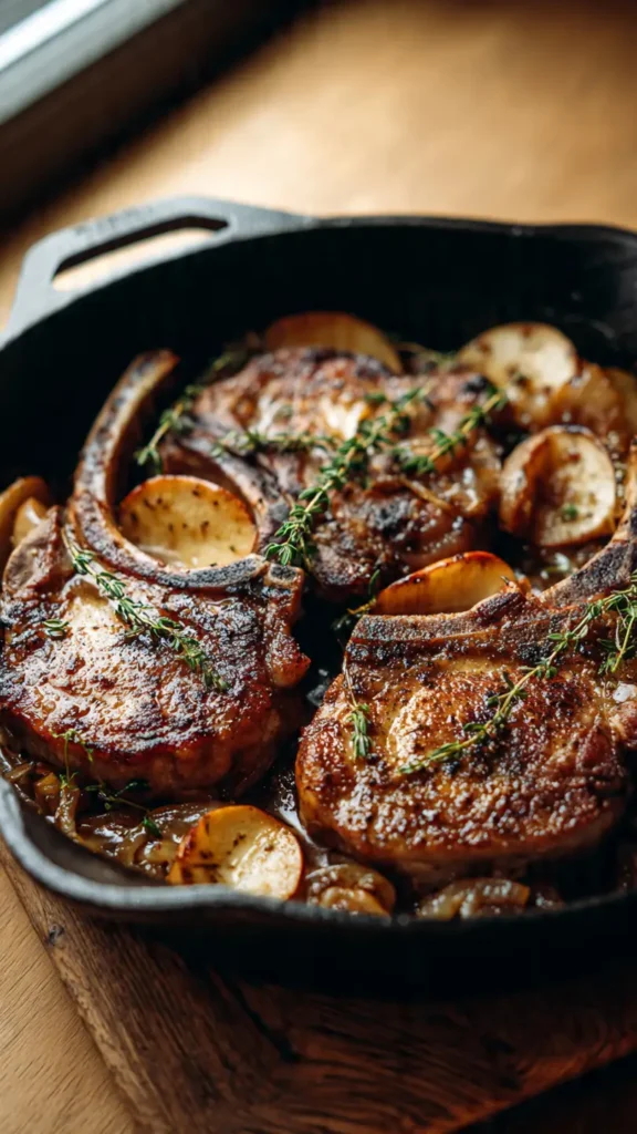 6. Baked Pork Chops with Apples and Onions