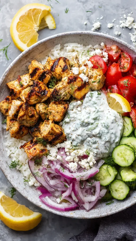 8. Easy Greek Chicken Bowls with Tzatziki