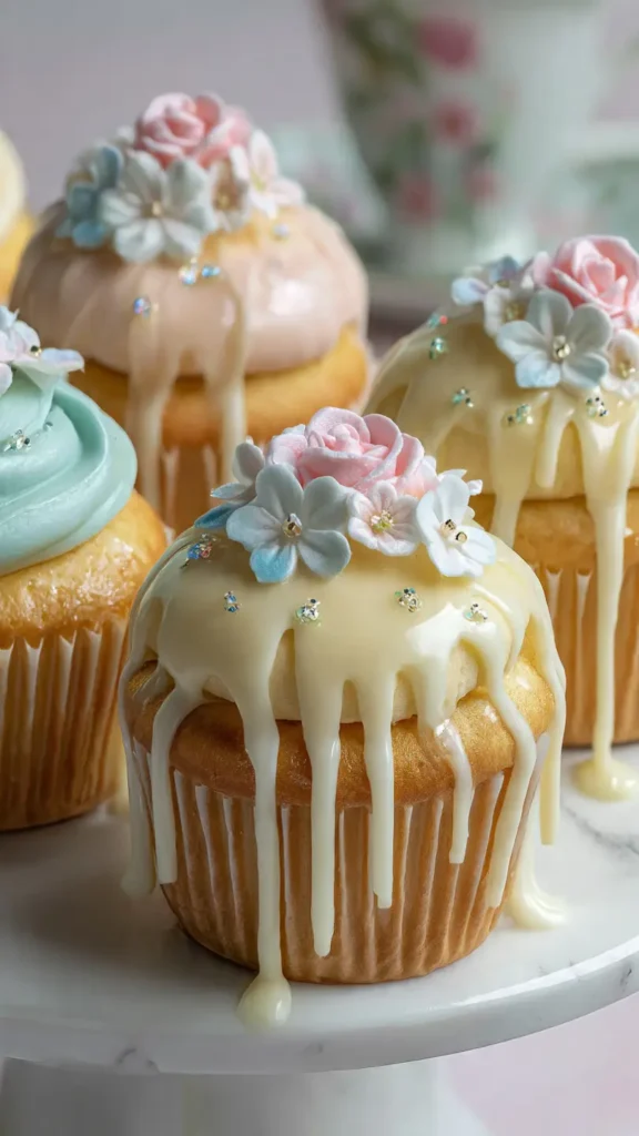 9. Floral Drip Baby in Bloom Cake Cupcakes