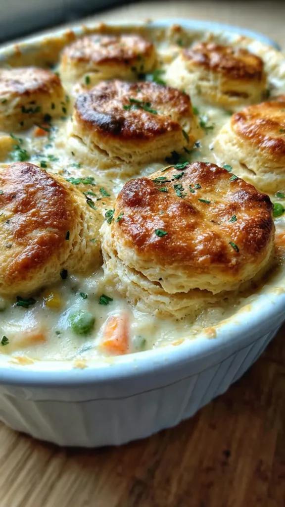 Chicken Pot Pie with Biscuits (Easy Comfort Dinner)