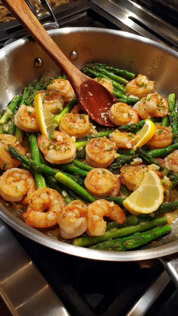 14. Lemon Garlic Shrimp with Asparagus