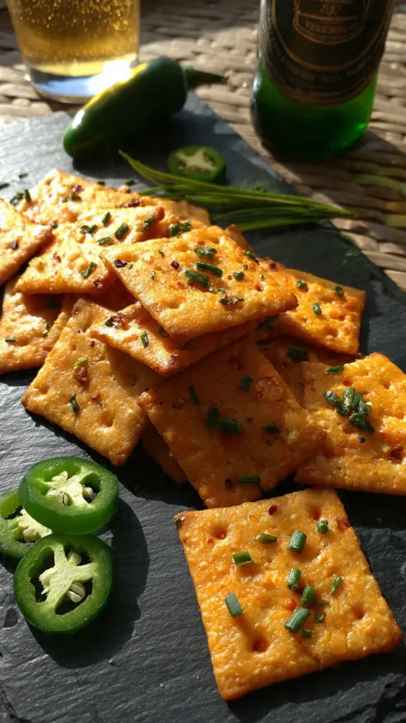 3. Spicy Jalapeño Cheddar Sourdough Crackers (The One My Husband Hoards)
