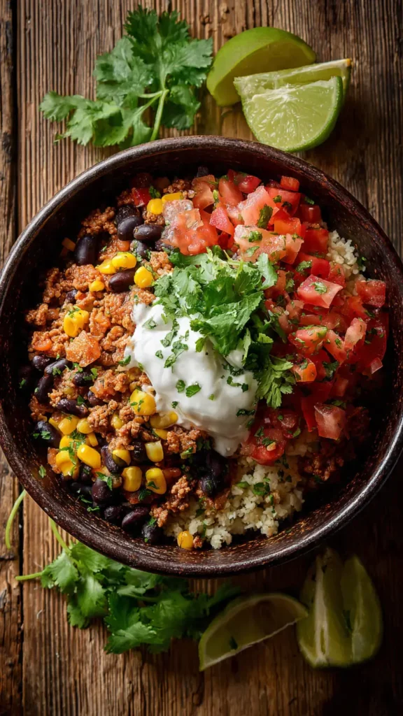 4. Turkey and Cauliflower Rice Burrito Bowl