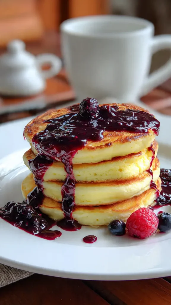 High-Protein Cottage Cheese Pancakes with Berry Syrup Swirl