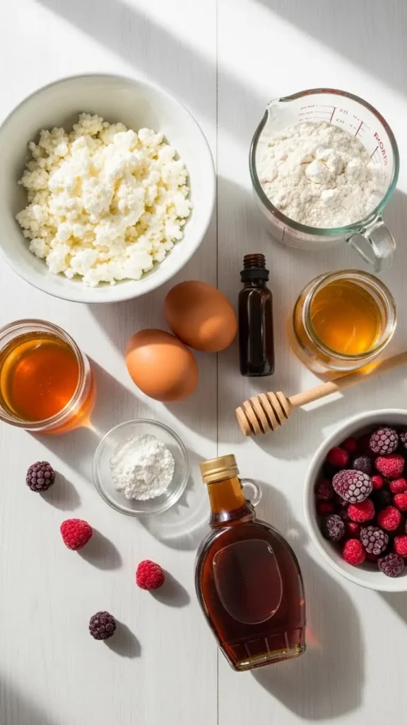 High-Protein Cottage Cheese Pancakes with Berry Syrup Swirl