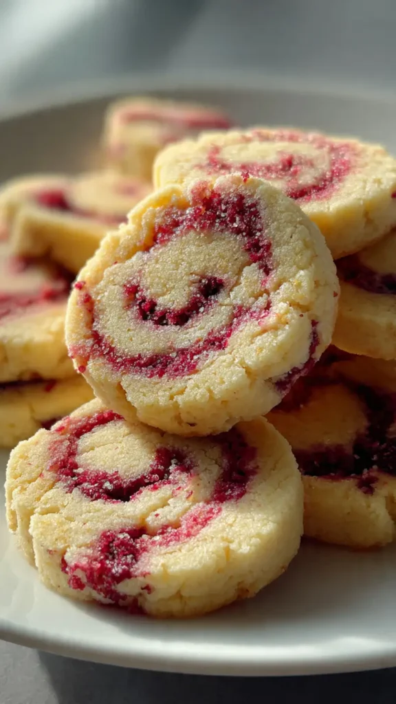 These Raspberry Swirl Shortbread Cookies Melt in Your Mouth
