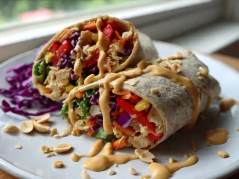 Thai Peanut Chicken Wrap with Creamy Peanut Sauce (That Actually Tastes Good)
