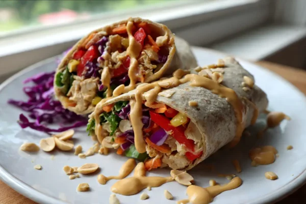 Thai Peanut Chicken Wrap with Creamy Peanut Sauce (That Actually Tastes Good)