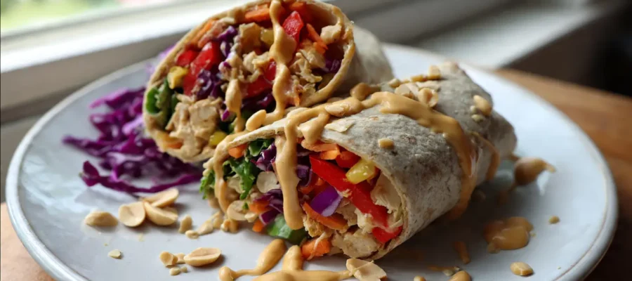 Thai Peanut Chicken Wrap with Creamy Peanut Sauce (That Actually Tastes Good)