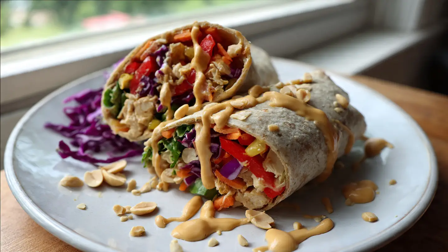 Thai Peanut Chicken Wrap with Creamy Peanut Sauce (That Actually Tastes Good)
