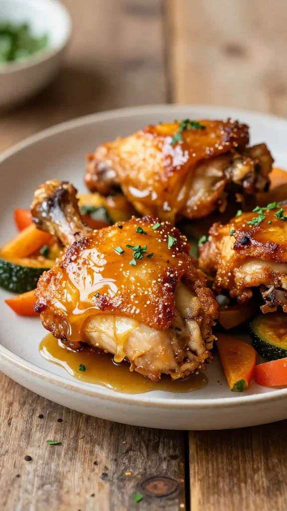 Crispy Baked Chicken Thighs with Honey Mustard Glaze