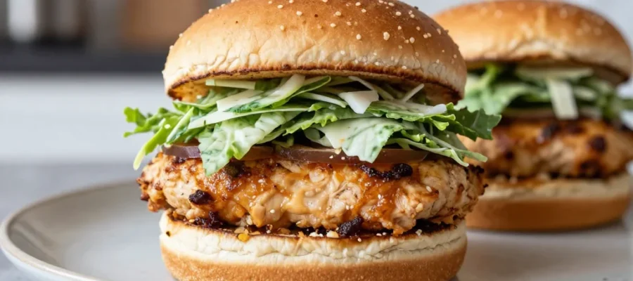 Healthy Chicken Burgers with a Light Caesar Twist