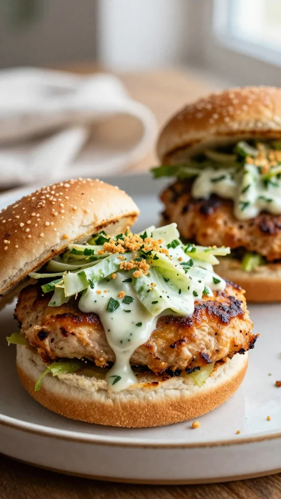 Healthy Chicken Burgers with a Light Caesar Twist