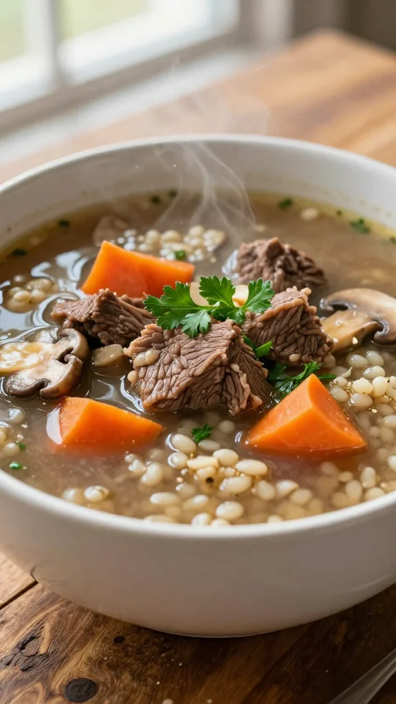High Protein Crockpot Beef and Barley Soup That Tastes Like It Took All Day (Because It Did)
