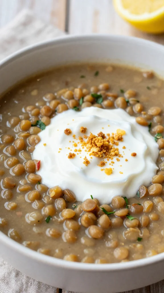 Lentil Soup with Lemon Yogurt (Comforting & Bright)