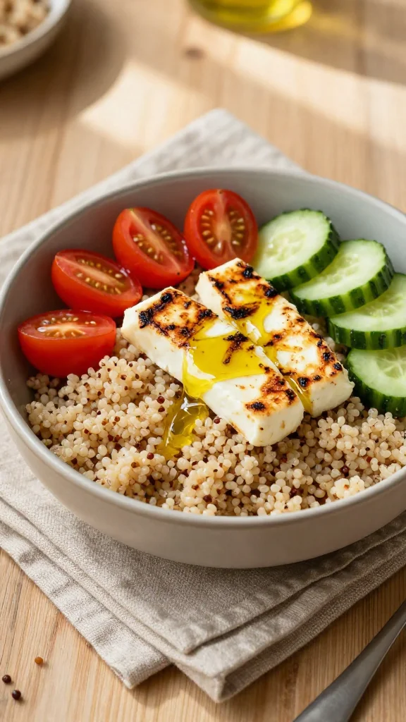 Mediterranean Quinoa Bowl with Grilled Halloumi