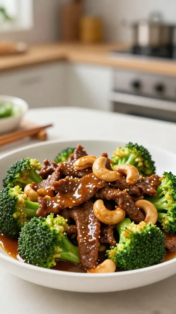 Savory Beef Stir-Fry with Broccoli and Cashews