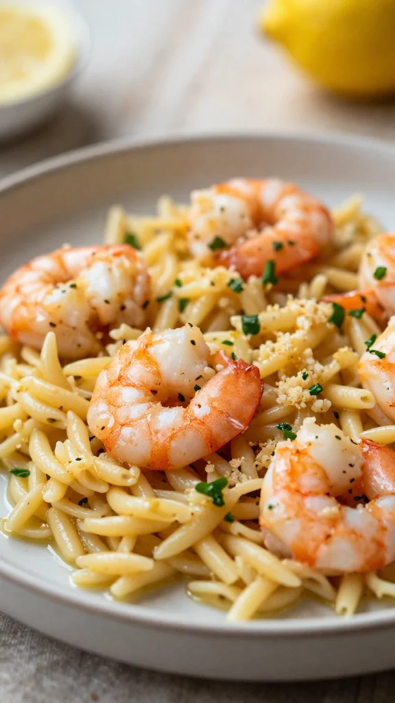 Shrimp Orzo in Lemon Garlic Sauce (One-Pan Dinner)