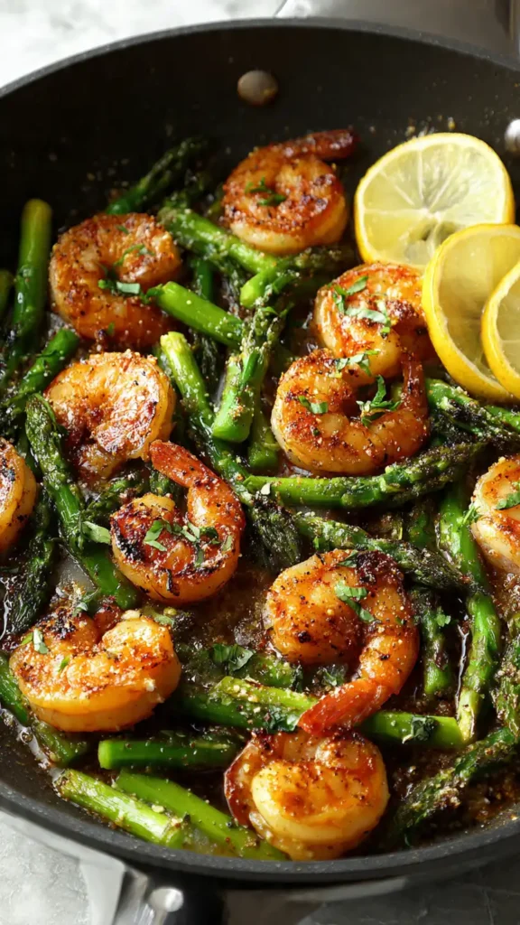 4. Garlic Butter Shrimp with Spring Vegetables (Fancy in 15 Minutes)