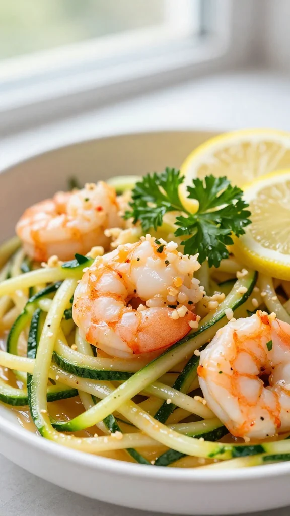 Lemon Garlic Shrimp Zoodles