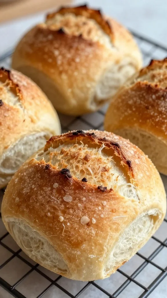 No-Knead Crusty Bread Rolls