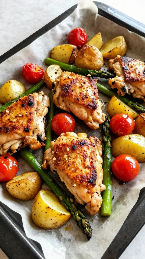 One-Pan Lemon Garlic Chicken Thighs with Spring Vegetables