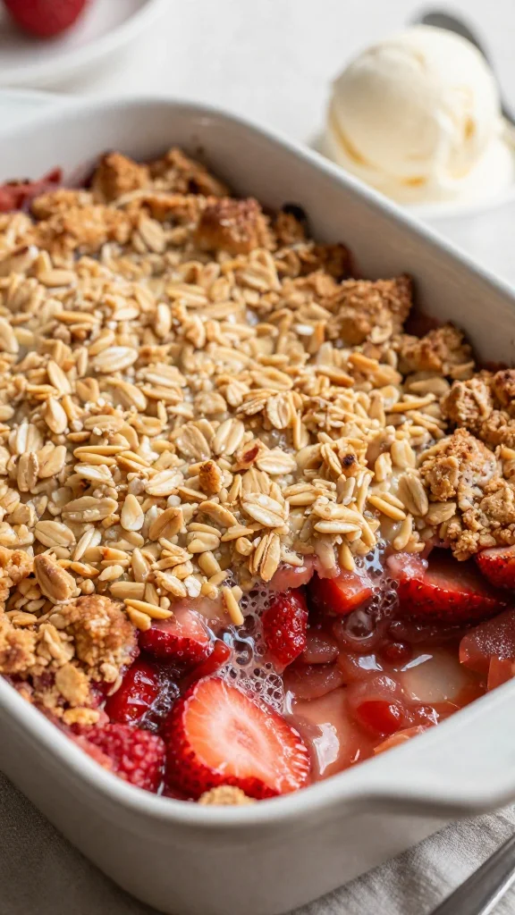 Strawberry Rhubarb Crisp with Oat Topping