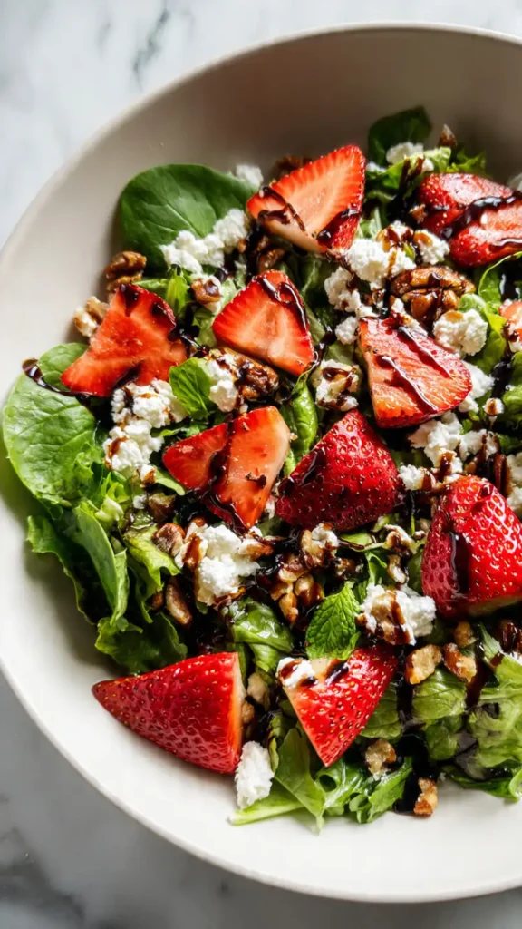 1. Strawberry Basil Spring Mix Salad with Balsamic Glaze — A Spring Salad Recipe That Converts Skeptics
