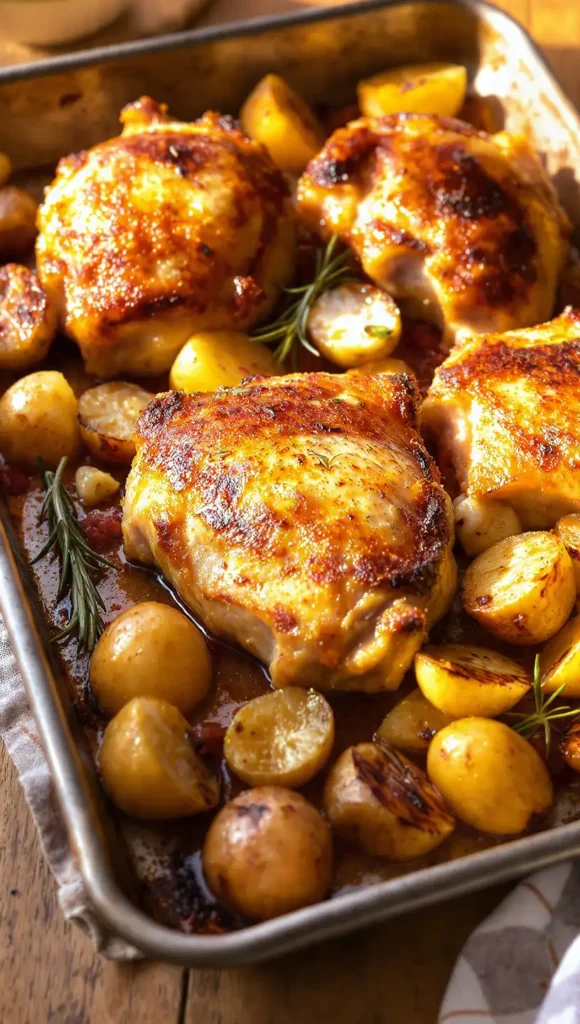 11. Sheet Pan Chicken Thighs with Potatoes and Rosemary