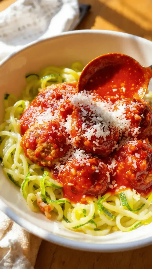 11. Turkey Meatball Zoodle Bowl — High-Protein Dinner Meals Healthy and Genuinely Delicious