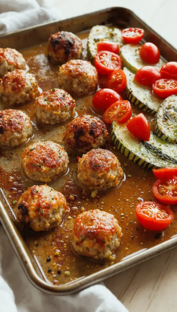 13. Sheet Pan Dinners Healthy — Turkey Meatballs and Zucchini