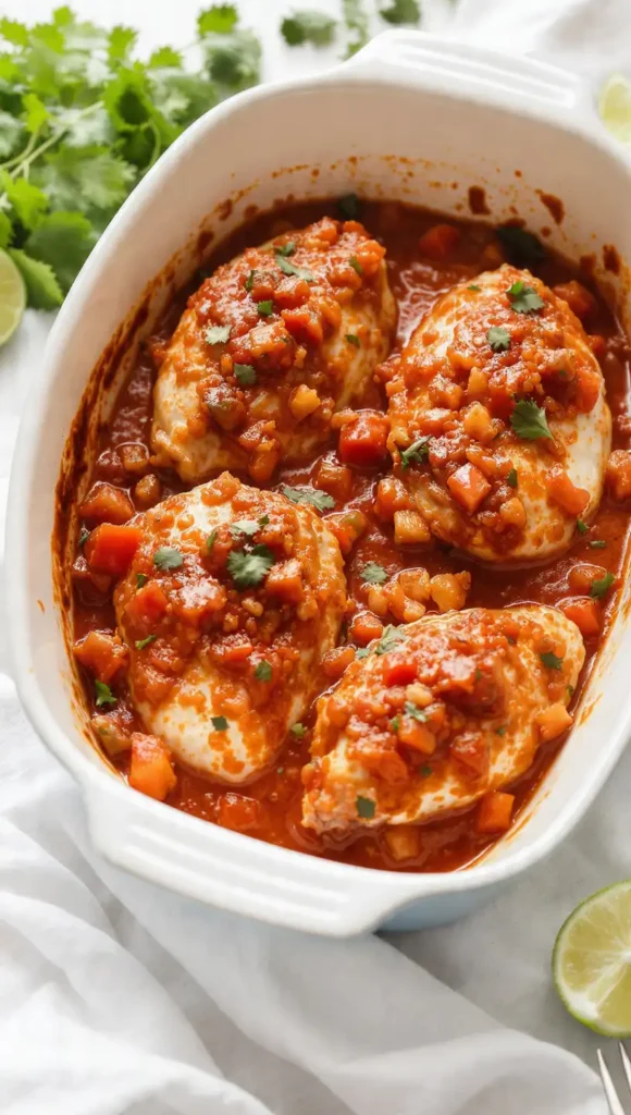 15. Healthy Chicken Recipes Easy: 5-Ingredient Salsa Baked Chicken