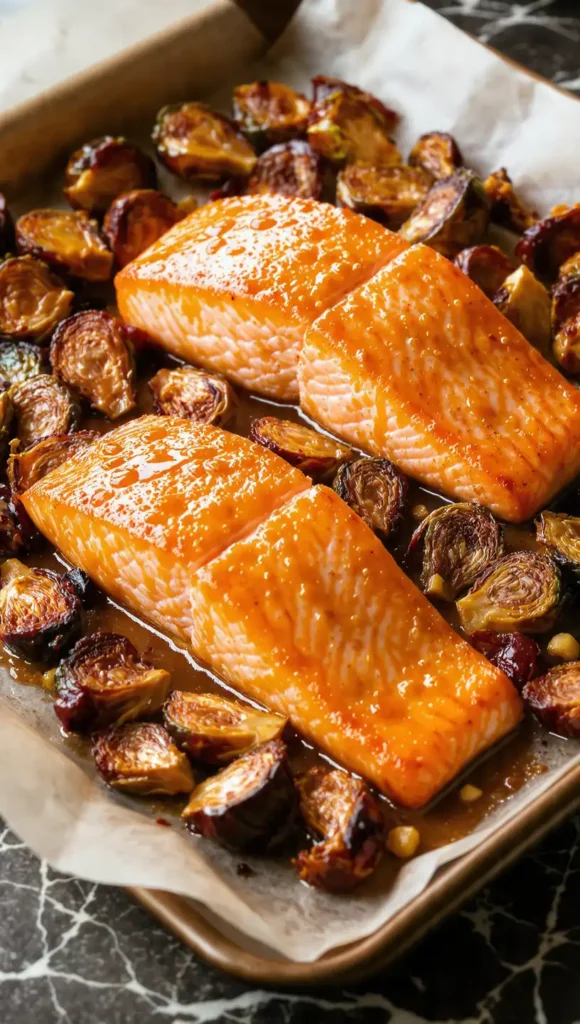 15. Sheet Pan Dinners for Two — Dijon Salmon with Brussels Sprouts