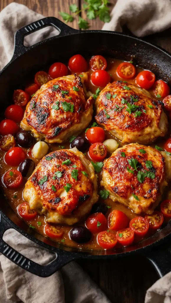 16. Mediterranean Baked Chicken with Olives and Tomatoes