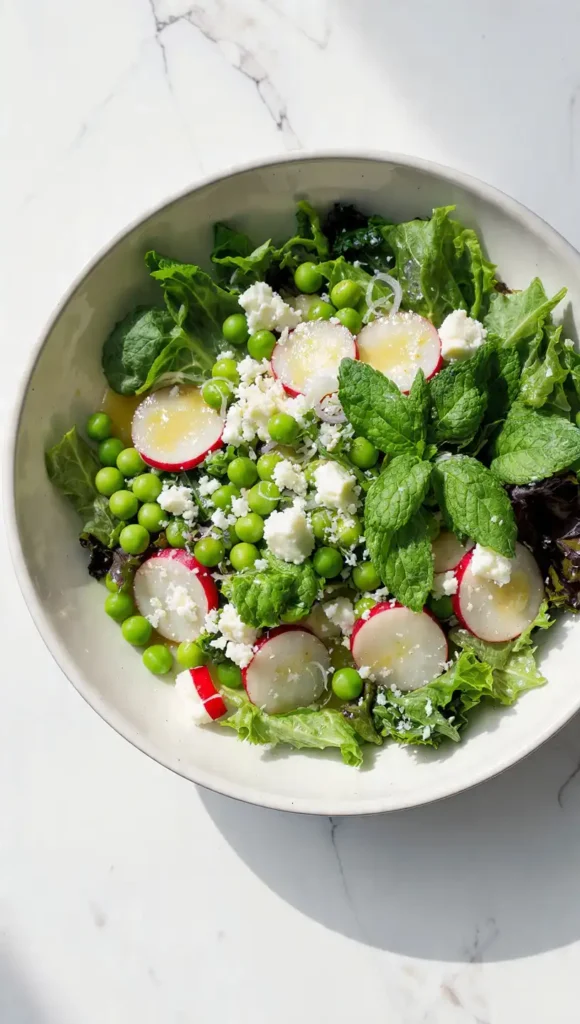 3. Spring Pea and Mint Salad with Feta — A Simple Healthy Spring Mix Salad That Tastes Like a Garden