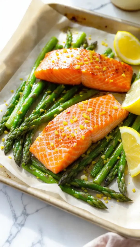 4. Sheet Pan Dinners Healthy Option — Lemon Herb Salmon and Asparagus