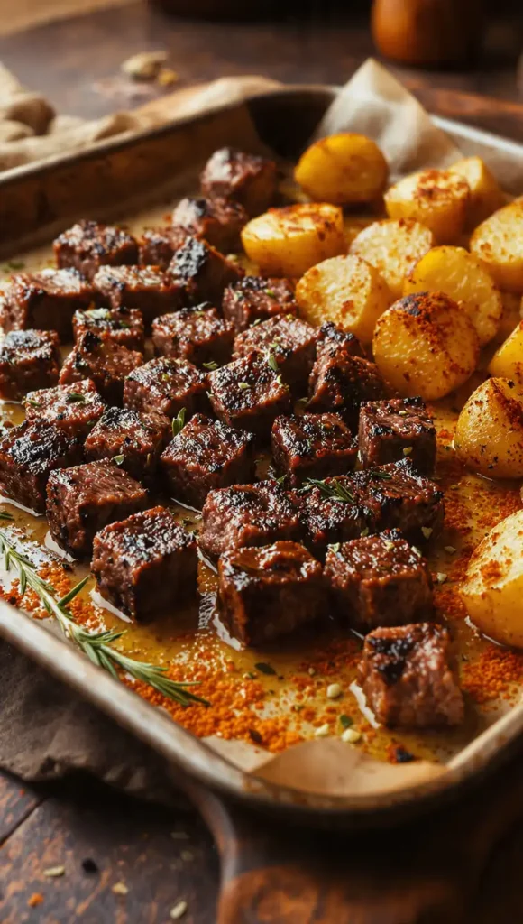 5. Sheet Pan Dinners for Two — Garlic Butter Steak Bites and Potatoes