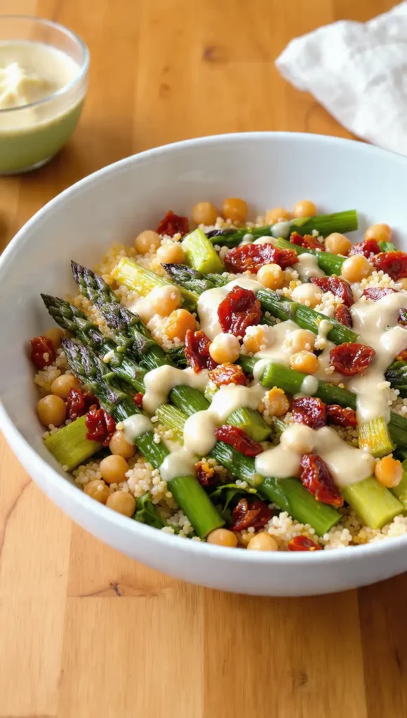 5. Quinoa Spring Salad with Asparagus and Lemon Tahini — A High Protein Spring Salad Recipe