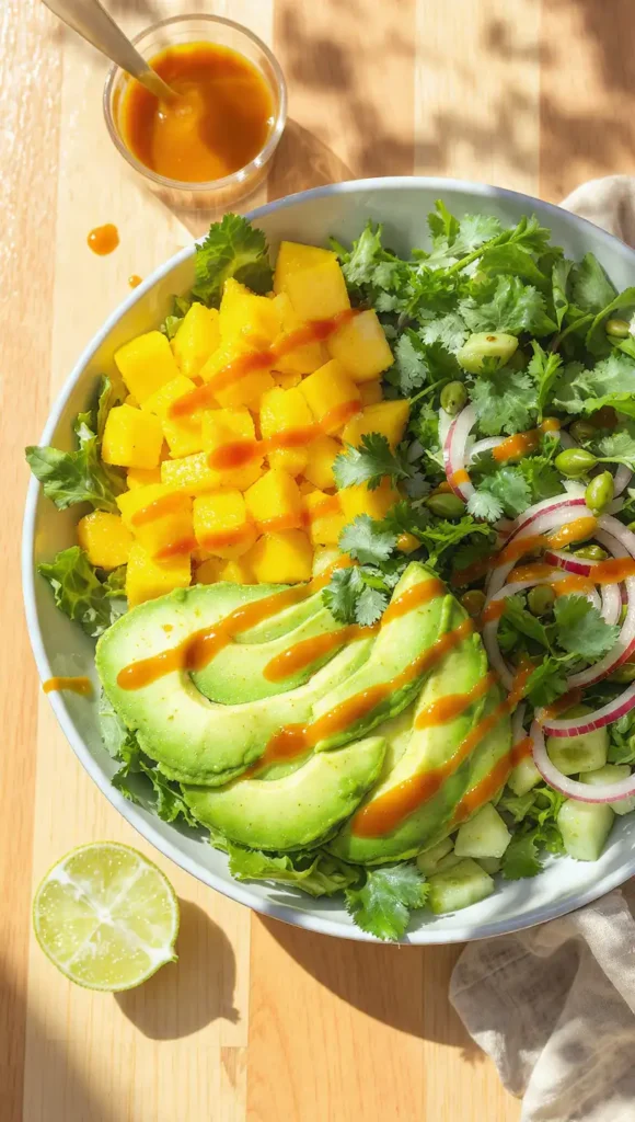 7. Avocado and Mango Spring Mix Salad with Chili Lime Dressing — A Unique Healthy Spring Salad Recipe Worth Bookmarking