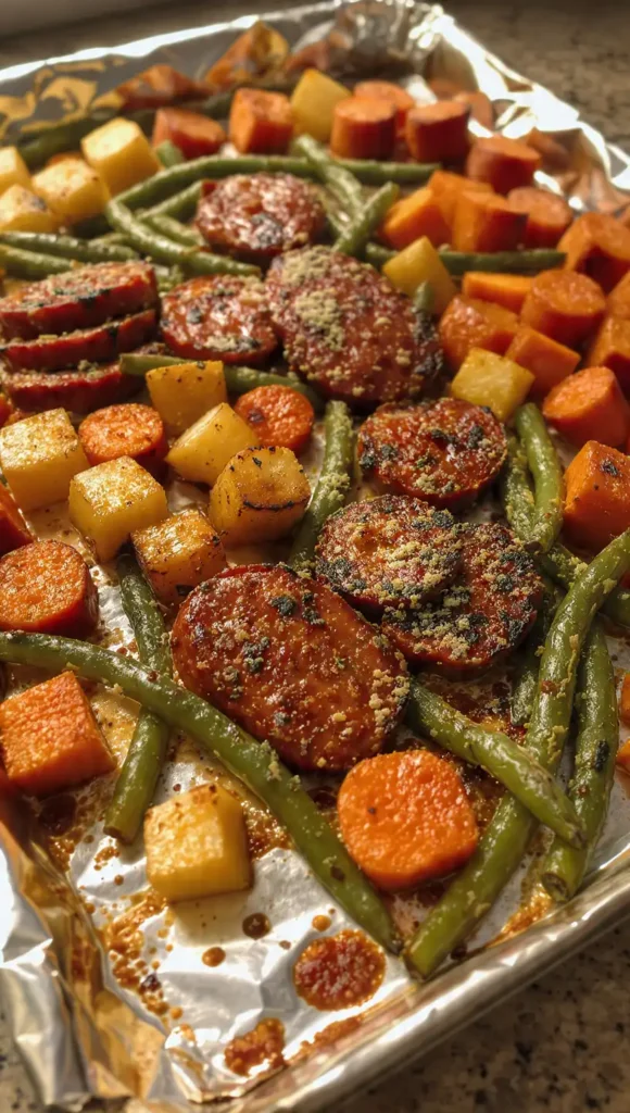 7. Sheet Pan Sausage Dinner — Smoked Sausage with Root Vegetables