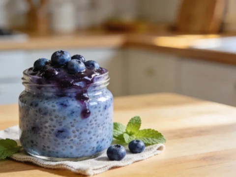 Blueberry Chia Pudding Recipe with Fresh Blueberry Compote