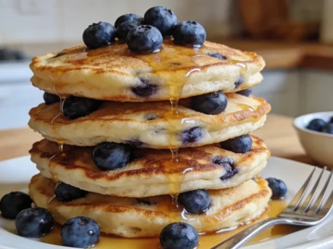Fluffy Blueberry Pancakes (171 calories, 5g protein)