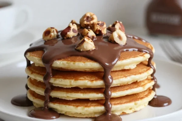 Fluffy Nutella Pancakes Recipe with Gooey Chocolate Hazelnut Swirls